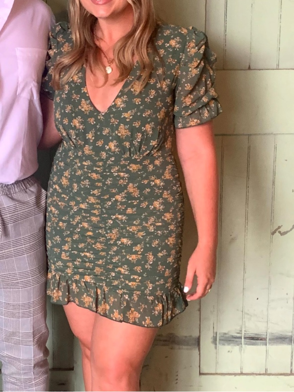 Boohoo Green Floral Dress